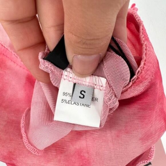 NWT Micas Pink sheer Ruffle Hem Crop Cami Tank Top Whimsical Fairy Small Cami - Picture 7 of 10